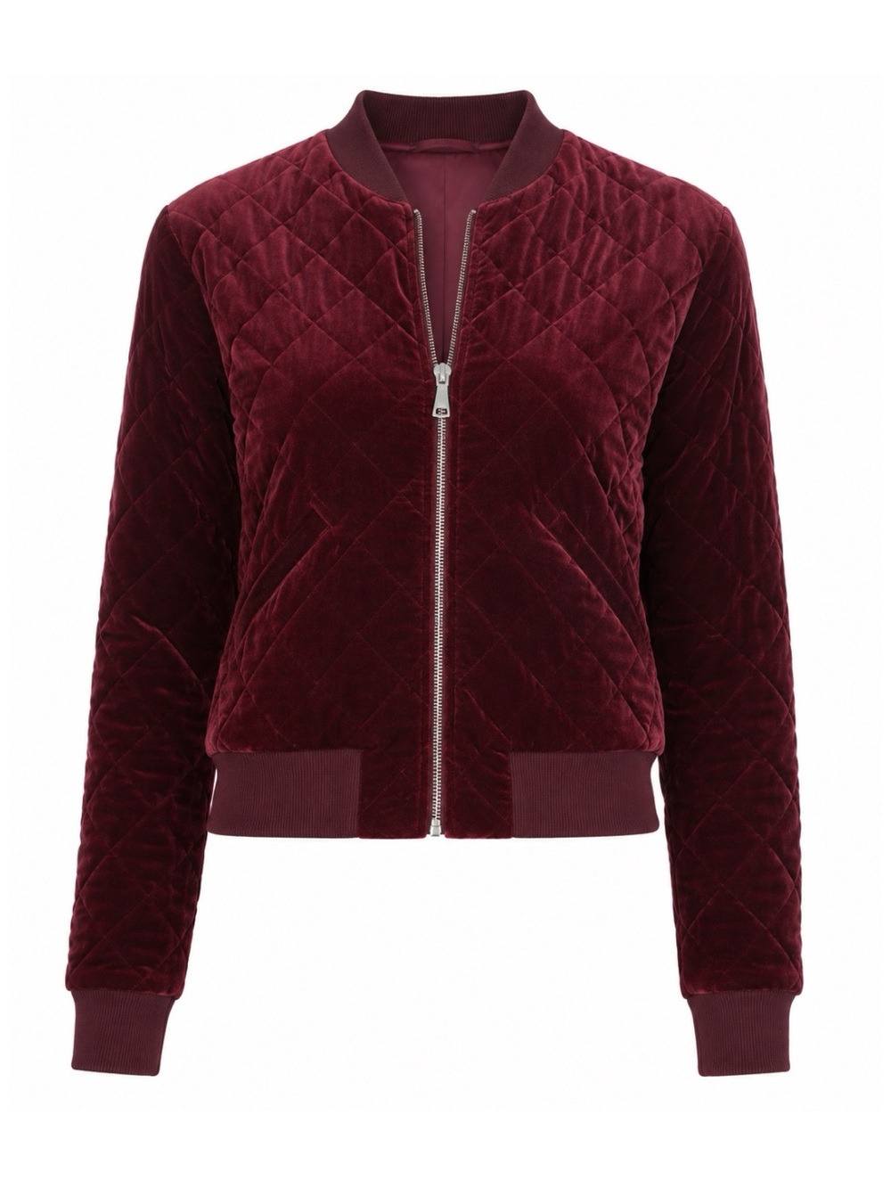 Lauren Ralph Lauren Red Maroon Velvet Quilted Bomber Jacket Womens XL